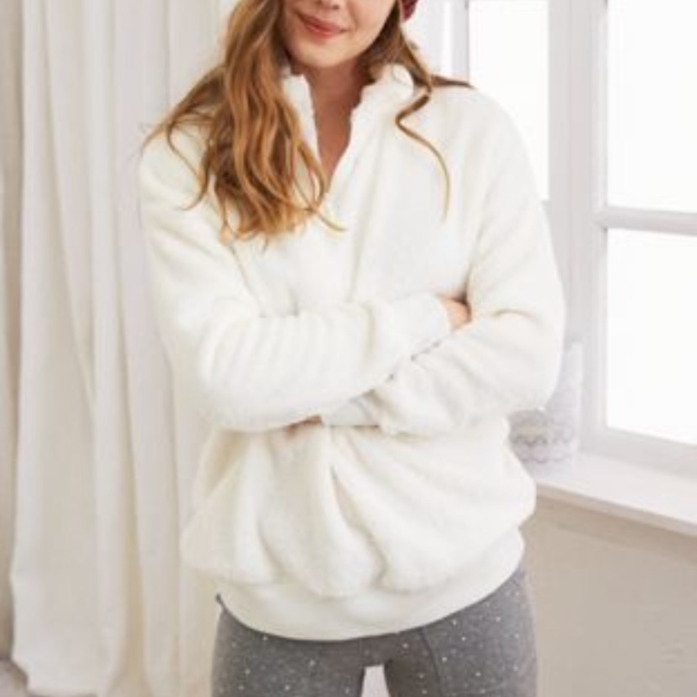 Aerie Sherpa Oversized Quarter Zip Top